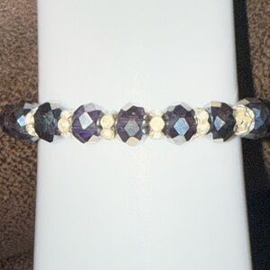 Bracelet: Purple and Silver Beaded Bracelet